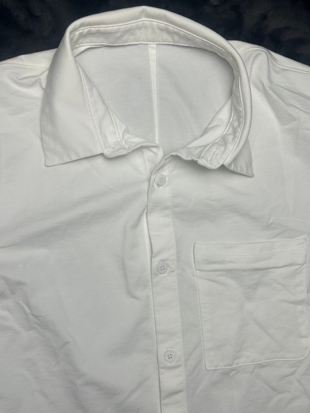 Lululemon Shirt Men's Large White Commission Short Sleeve Button Up Office